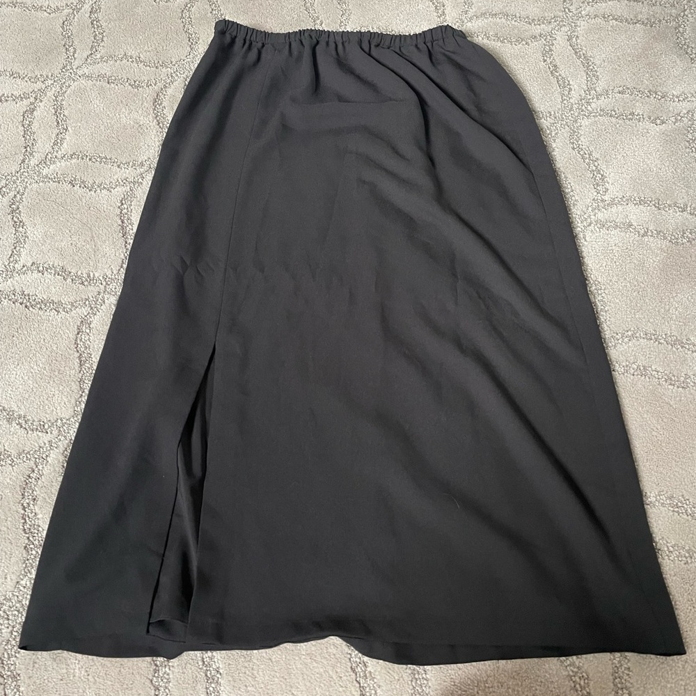 OAK + FORT Black Midi Skirt with Side Slit
